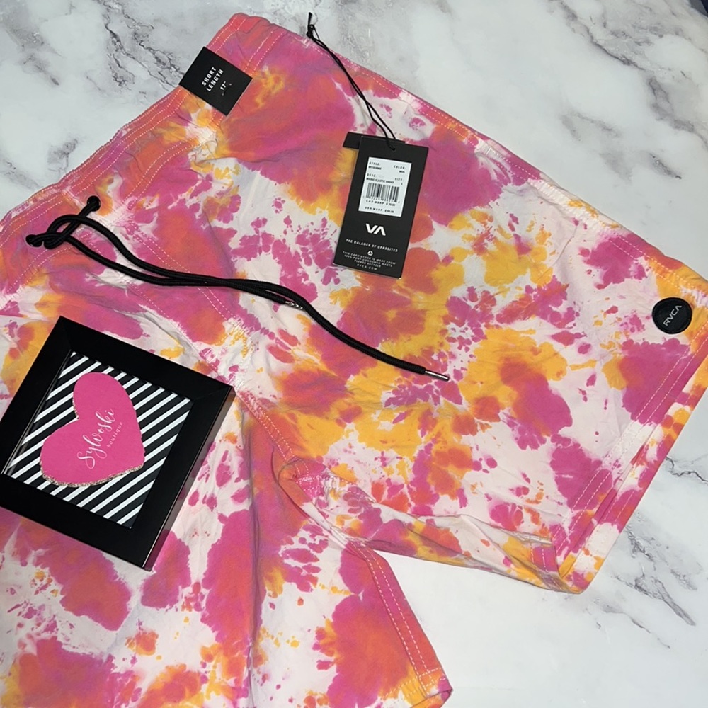 🔥RVCA MANIC ELASTIC - TIE-DYE ELASTIC WAIST SHORT FOR MEN NWT - Picture 7 of 10
